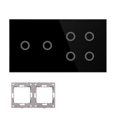 Imagem de Módulos DIY Combinação Livre 2 3 4 5 6 7 8 Interruptor Inteligente Touch On/Off Vidro Preto 157 mm Painel Tomada (Painel 2-4 Gang)
