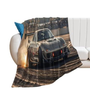 Imagem de HouLaiZhe Cobertor super macio de flanela Rx7 Drift para carro, esportes, fresco, leve, refrescante, cadeira, sofá, carro, viagem ao ar livre, leve, quente, 76 cm x 127 cm
