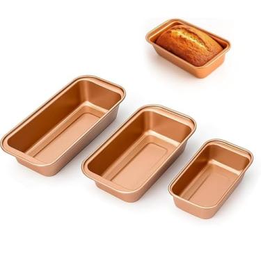 Imagem de Conjunto 3 Peças Assadeira Para Pão Caseiro/Bolo Inglês/Cuca – Alumínio Reforçado, Ideal para Forno – Tamanhos Pequeno, Médio e Grande (Cobre)