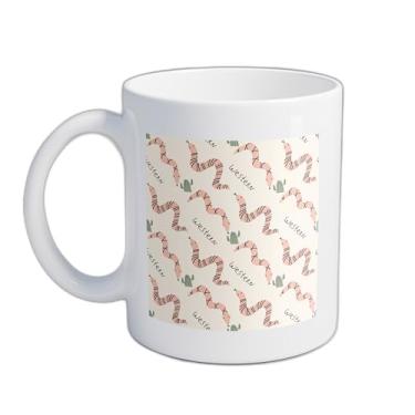 Imagem de Caneca Xícara De Café Porcelana 300ml Com Desenho Cobra E Cacto Fundo Vermelho