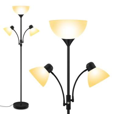 Imagem de Luminária de chão AUQUEE 180 cm Black Gooseneck 3 Shades