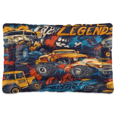 Imagem de CEBUGI Cama para cães de 61 x 45 cm, lavável, respirável, tapete para animais de estimação com fundo antiderrapante Monster Trucks para cães pequenos e médios