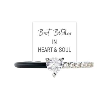 Imagem de Roe Dolph Best Friend Anéis para Mulheres Zircônia Cúbica Coração Anel de Amor Próprio Anel Inspirador para Melhores Amigas Irmãs Joias Amizade Presentes de Dia Galentinos, 7, Metal, Sem pedra