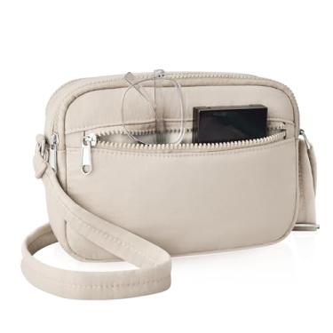 Imagem de Bolsa transversal pequena para mulheres, mini bolsa transversal inchada, bolsa de ombro, carteira de viagem com compartimentos de bloqueio de RFID, Caqui, Small