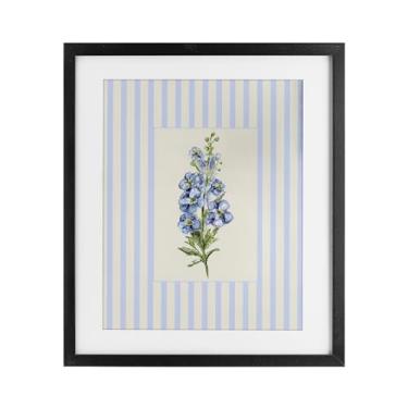 Imagem de Stupell Industries Blue Stripe Larkspur Impressão emoldurada preta sob vidro, design por Lisa Wehmeyer, 16 x 13