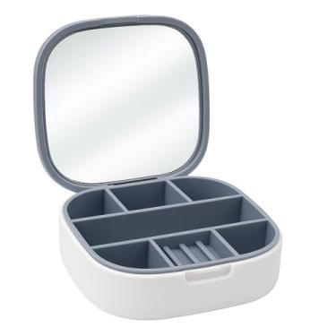 Imagem de Porta Joias Estojo Portátil com Espelho, Branco