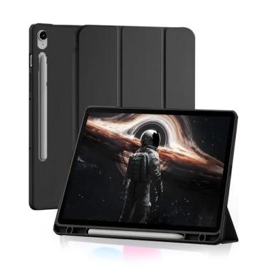 Imagem de Capa para Samsung Galaxy Tab S10 Lite / S10 FE / S9 / S9 FE 10.9-11 Polegadas 2025/2023 com Suporte para Pencil Parte Traseira em TPU Macio função de ativação/desativação automática, Preto