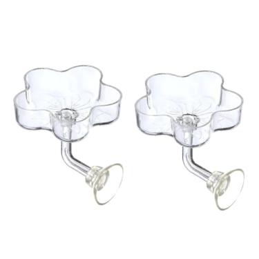 Imagem de Generic Conjunto de 2 comedouros para camarões de aquário com ventosa, em formato de flor, para aquários de água doce e salgada, em acrílico, Flor de Cinco Pétalas