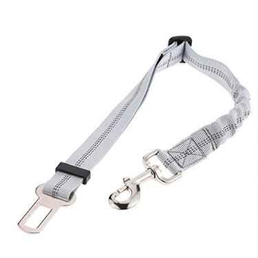 Imagem de Cinto de segurança retrátil ajustável elástico noctilucent para veículo animal estimação correia cachorro liberação rápida com absorção impactos restrições e guias tecido náilon premium ganchos metáli