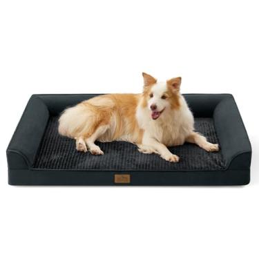 Imagem de COZY KISS Camas ortopédicas para cães de tamanho grande, sofá acolchoado GG com forro à prova d'água, sofá de espuma de caixa de ovo para animais de estimação de até 45 kg, em forma de U, 112 x 81 x