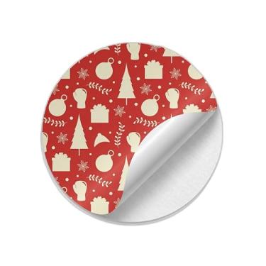 Imagem de Adesivos Redondos Natalinos Boxing Day 25 Unidades com Luva e Caixa de Presente - Tamanho 30x30cm