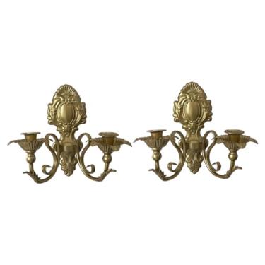 Imagem de Wswqop Castiçal de parede rústico com duas cabeças, estilo candelabro decorativo, ideal para casas de campo, Ouro