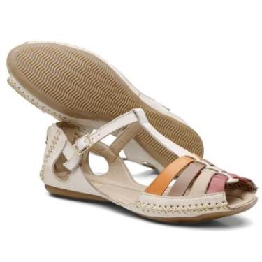 Imagem de Sandalia Feminina Ipê Mulato Couro Rasteirinha Artesanal Ortopedica Cor Off White 710-Feminino