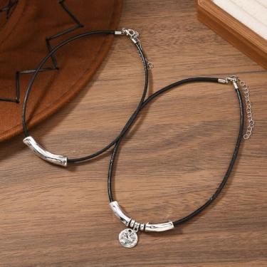 Imagem de Conjunto de colares ocidentais para mulheres, colar gargantilha cowboy cowgirl boho design espiral colar pingente sudoeste tribal acessórios de joias ajustáveis, One Size, Zinco, Sem Pedra Preciosa