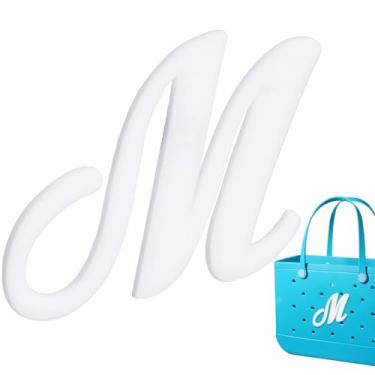Imagem de Berloques de praia personalizáveis - Letras do alfabeto à prova d'água para acessórios de bolsa Bogg (Rosa/Branco/Preto) Letras, One Size, Cloreto de polivinilo, Sem Pedra Preciosa