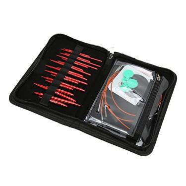 Imagem de Generic Agulhas de tricô Circulares Design Intercambiável Durável para Projetos de Fios Domésticos, PU de Aço Inoxidável de Alumínio, Conjunto de 18 Peças, Presente Perfeito para Entusiastas de tricô