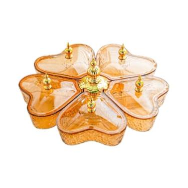 Imagem de Fenteer Bandeja giratória dividida para servir aperitivos, pratos para doces e nozes, em formato de coração para sobremesas, Coração Marrom