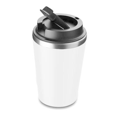 Imagem de Copo Térmico Inox Premium com Tampa, Branco, 300ml, Parede Dupla, Isolamento Térmico