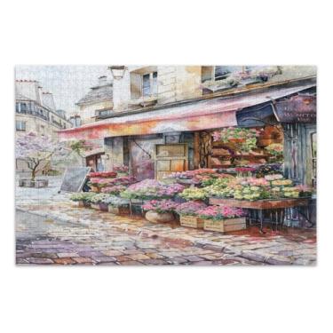 Imagem de Quebra-cabeças para adultos Paris Village Florist 500 peças, quebra-cabeças fáceis para adultos, jogos de quebra-cabeça