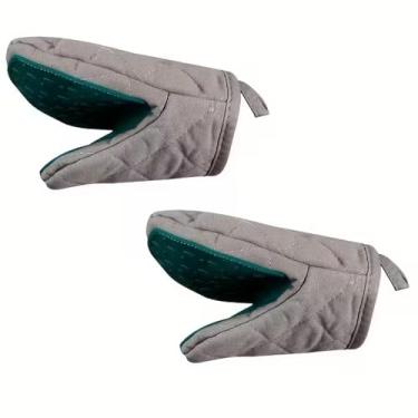 Imagem de Luvas de forno de silicone em forma de peixe, suportes de panela resistentes ao calor com aderência antiderrapante, forro de poliéster acolchoado para assar e cozinhar, conjunto de 2, 16 x 14 cm