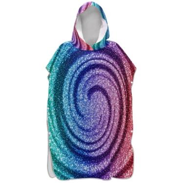 Imagem de Joisal Poncho de surfe galáxia arco-íris para adultos trocador de roupa masculina de secagem rápida com capuz toalhas de banho de praia com capuz