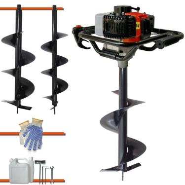 Imagem de Perfurador de Solo Perfuratriz Vant VPS-52 À Gasolina 52cc 2HP 6.500rpm Motor 2T Completo Com KIT Brocas 80X20cm, 80X25cm e 80X30cm