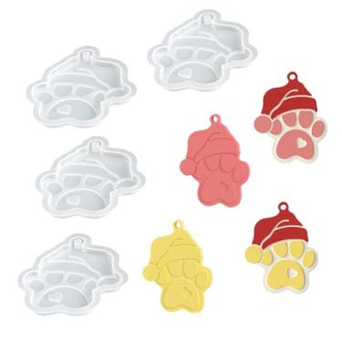 Imagem de 4 peças de chapéu de Natal enfeites redondos de resina de pata de gato moldes de fundição de silicone brilhante DIY suprimentos de artesanato
