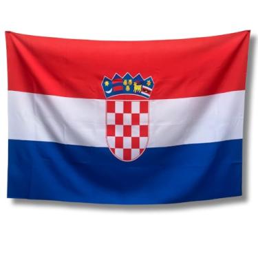 Imagem de Bandeira Decorativa Croácia, Uso Interno e Externo, Tecido Oxford Premium, 150x100cm, Sublimação a Laser, Alta Definição