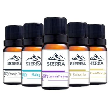 Imagem de Kit 5 essências Vanilla Black, Baby, Lavanda Francesa, Camomila e Flor de Maracujá Difusor Elétrico Umidificador de Ar e Aromatizador Aromaterapia 10ml