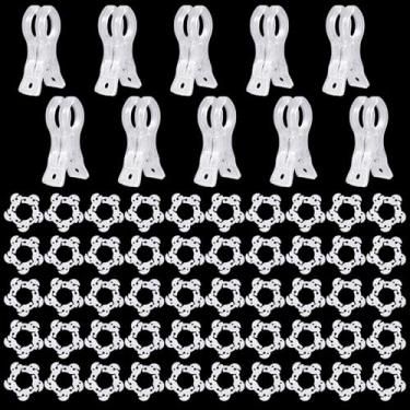 Imagem de 60un Presilhas Arco Balões, Plástico Grampos para Arco de Balões Incluindo Modelos Redondos e Clipe para Decoração Guirlandas Festas Painéis Fundo e Artigos Casamento (Transparentes)