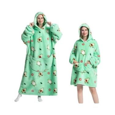 Imagem de Cobertor De Flanela Oversized Com Mangas, Moletom De Inverno Para Mulh