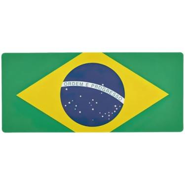 Imagem de Mouse pad com bandeira do Brasil, antiderrapante, tapete de mouse completo, 90 x 39,9 cm, superfície lisa para controle de precisão