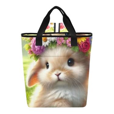 Imagem de Joitme Bolsa térmica lateral macia primavera coelhinho flor coroa mochila térmica impermeável 36 latas mochila de refrigeração