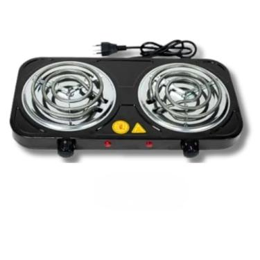 Imagem de Fogareiro Elétrico 2 Bocas Portátil Camping Cooktop Cozinha 110v 220v Viagem (PRETO 220V)