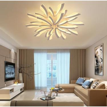 Imagem de Luminárias de LED em formato de dente-de-leão, luminárias de teto de acrílico em formato de V para sala de estar e quarto, design criativo e personalizado (15 lâmpadas).