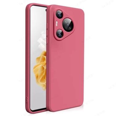 Imagem de LTLMYDAM Capa à prova de choque para Huawei Pura 80 Ultra/80 Pro/80Pro+/80, capa de proteção de câmera de silicone líquido, minimalista, fosca, macia, fina, vermelha, 80 Pro+