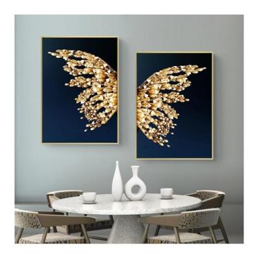 Imagem de Pôster de arte de parede abstrato asas de borboleta impressão minimalista decoração nórdica imagem decoração de sala de estar - (50 x 70 cm x 2) moldura interna de 20 x 28 polegadas