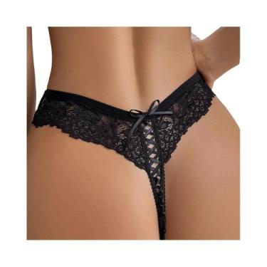 Imagem de Lingerie Íntima Feminina Sexy Com Laço Floral, Tanga De Baixa Cintura,