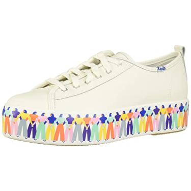 Imagem de Keds Tênis feminino de couro Rainbow People Triple Up, Muilti branco, 36 BR