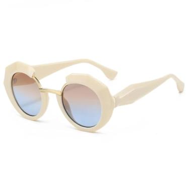 Imagem de HCPIHF Óculos de armação geométrica retrô da moda (azul)