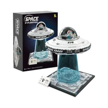 Imagem de Conjunto De Blocos De Montar UFO Luminoso Com Base E Placa De Nome Mod