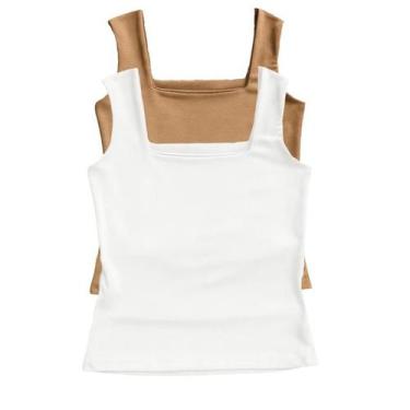 Imagem de Kit 2 Blusa Regata Suplex Decote Quadrado Sem Transparência - Grupo Bl