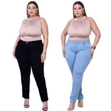 Imagem de Kit Jeans de 2 Calças Básica Plus Size Premium Com Estilo Tradicional 