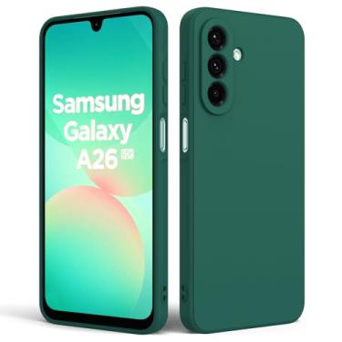 Imagem de Capa de telefone de cor sólida para Samsung Galaxy A26 5G, capa ultrafina de TPU à prova de choque, capa de telefone macia resistente a quedas, verde escuro