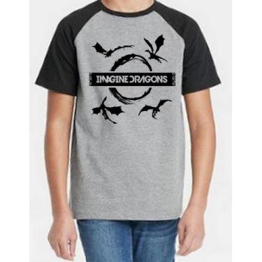 Imagem de Camiseta Infantil Imagine Dragons - Alternativo Basico, Cinza / 10
