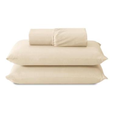 Imagem de Kit Lençol Casal Padrao Com Elastico Percal 200 Fios Palha - Bf Confec