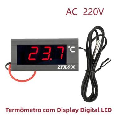 Imagem de Termômetro Digital LED Para Refrigerador E Freezer Com Sensor De Sonda