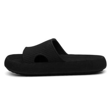 Imagem de Chinelo Slide Nuvem Casual Preto Lazer Passe Piscina Leve Conforto Usa