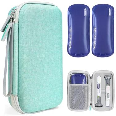 Imagem de Estojo térmico portátil de viagem para 2 canetas injetoras Zepbound ou Mounjaro, estojo de viagem Tirzepatide aprovado pela TSA com 2 pacotes de gelo reutilizáveis, organizador de medicamentos EVA