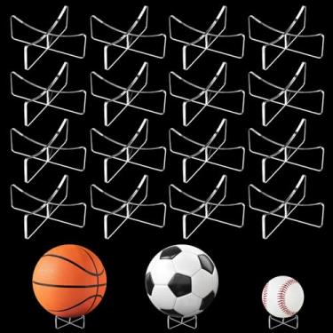 Imagem de APLZGMG 8 pares de suportes de bola de acrílico transparente médio, suporte de basquete de 8,9 x 3,3 cm, suporte de exibição de beisebol para casa, escritório ou loja, suporte de futebol para beisebol